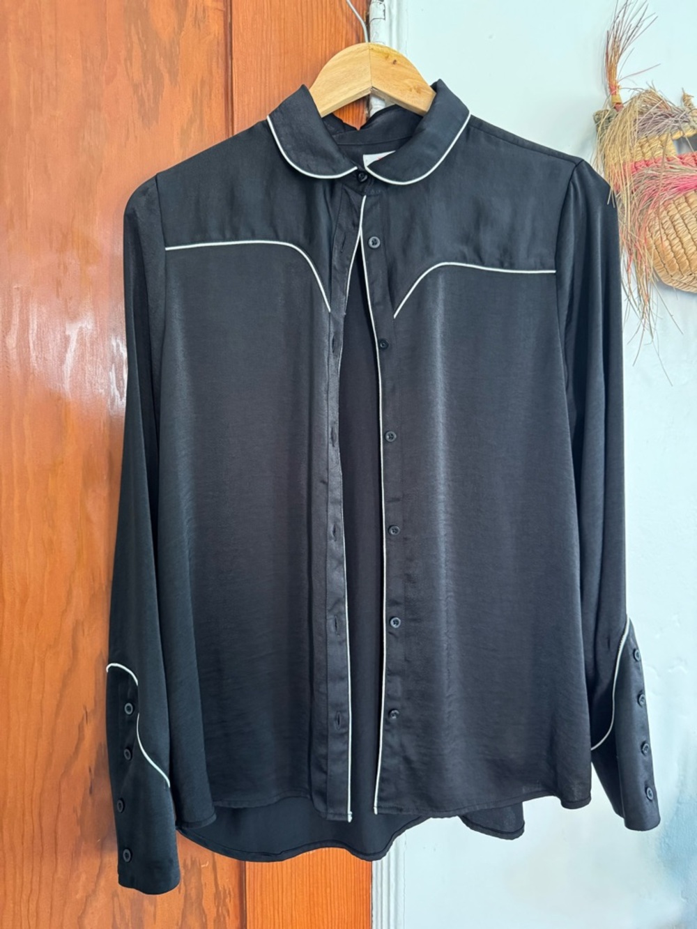 Levi's Black Western Button-Up Shirt with White Piping